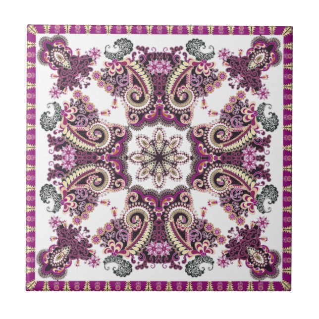 Carreau Antique Plum Turquoise Paisley | (Devant)