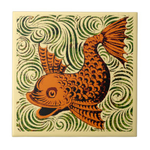 Carreau Antique Poisson Art Ancien Art De Morgan