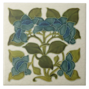 Carreau Antique Repro Art Nouveau Carrelage de fleurs bleu