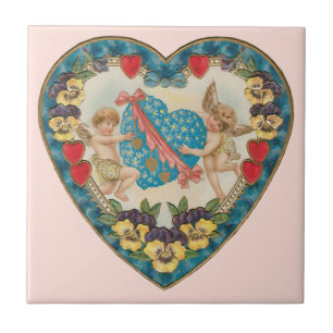 Carreau Antique Saint Valentin, les anges Vintages dans un