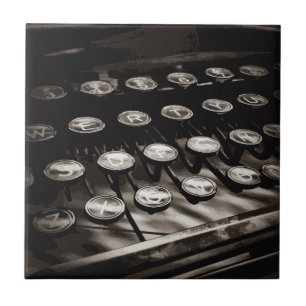 Carreau Antique Touches de machine à écrire Noir Blanc