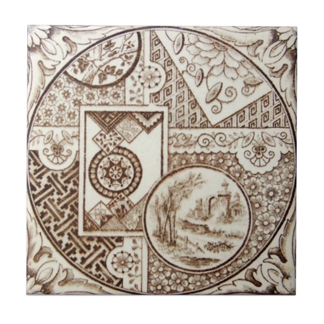 Carreau Antiquité Transferware de la reproduction VT0022 (Devant)