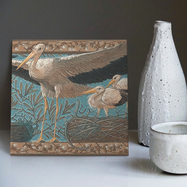 Carreau Anton Seder's Tender Storks Art Nouveau Wall (Créateur téléchargé)