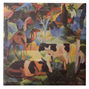 Carreau Août Macke Paysage avec vaches et chameau