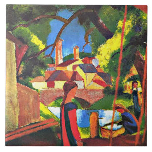 Carreau Août Macke peinture, Enfants à la Fontaine