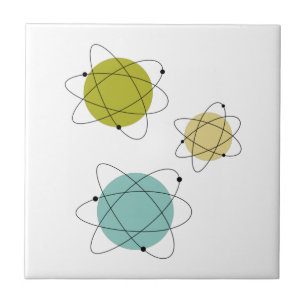 Carreau Aqua bleu et jaune éléments atomiques du milieu du
