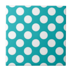 Carreau Aqua Turquoise et White Polka Motif