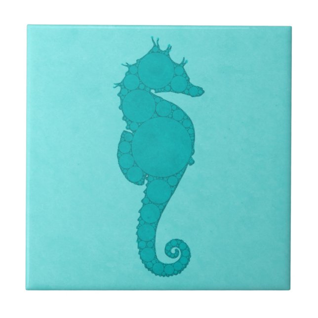 Carreau Aqua Turquoise Seahorse Mosaic numérique (Devant)