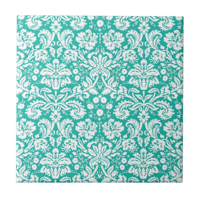 Carreau Aqua turquoise Teal damask (Devant)