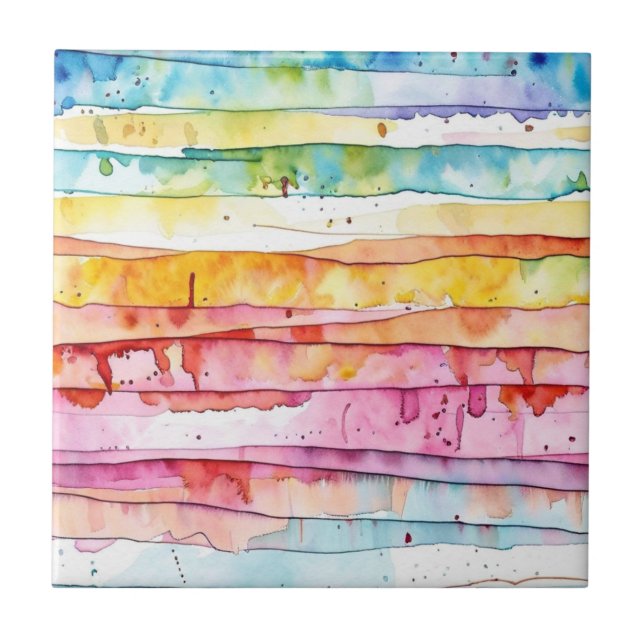Carreau Aquarelle Abstraite bandes (Devant)