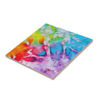 Carreau Aquarelle Abstraite colorée Rainbow Batik Tie Dye