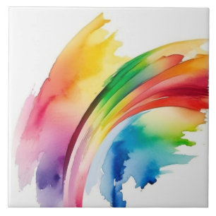Carreau Aquarelle arc-en-ciel Abstraite