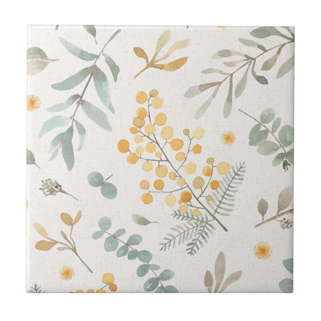 Carreau Aquarelle australienne d'acacia et d'eucalyptus (Devant)