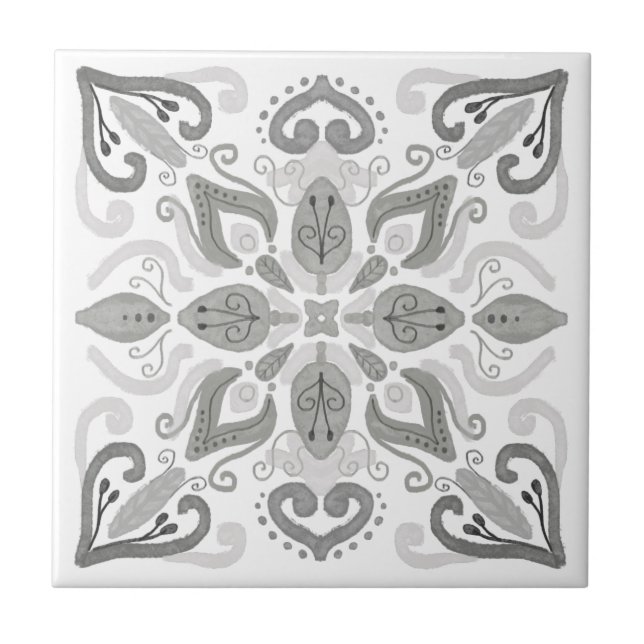 Carreau Aquarelle bio Vieux Accueil Décor gris clair Blanc (Devant)