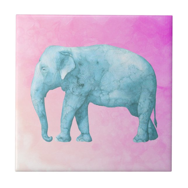 Carreau Aquarelle bleu clair éléphant sur Arrière - plan r (Devant)