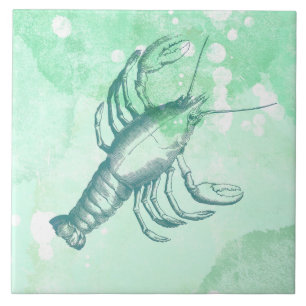 Carreau Aquarelle bleu homard inspirée du littoral