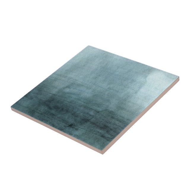 Carreau Aquarelle bleue moderne Vert Abstrait Minimal (Côté)