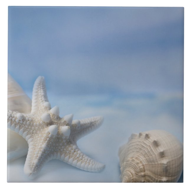 Carreau Aquarelle bleue peinte à la main de poissons (Devant)