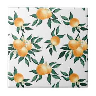 Carreau Aquarelle Botanique Citrus Orange Ensoleillé