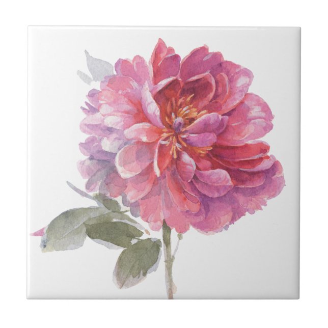 Carreau Aquarelle botanique rose (Devant)