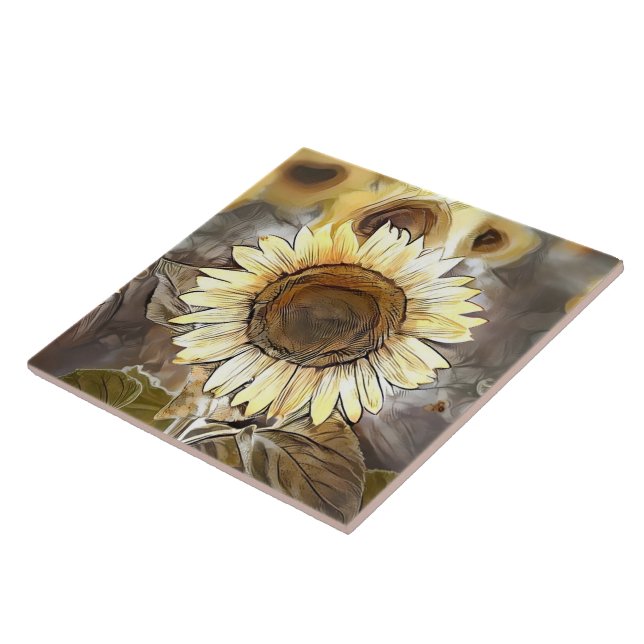 Carreau Aquarelle brillant Sunflower Collection élégante (Côté)