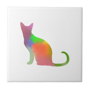 Carreau Aquarelle Chat Silhouette