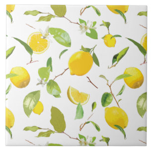 Carreau Aquarelle Citron & Feuilles 2