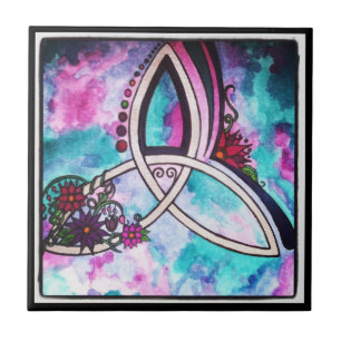 Carreau Aquarelle claire Triquetra celtique