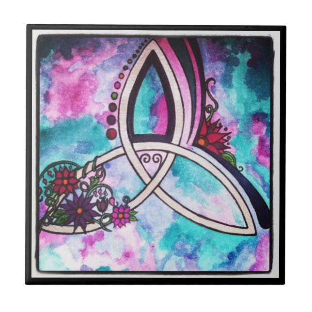 Carreau Aquarelle claire Triquetra celtique (Devant)