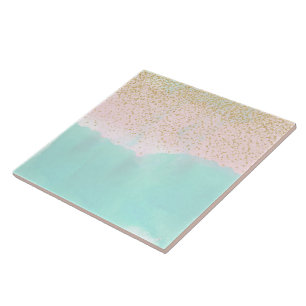 Carreau Aquarelle Conception de confettis abstrait et doré