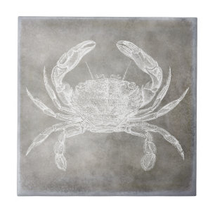Carreau Aquarelle côtière Crabe Eau douce Neutre
