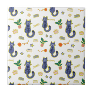 Carreau Aquarelle Cute Chats Motif