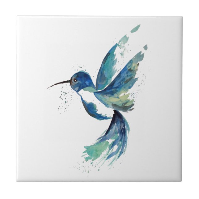 Carreau Aquarelle de Blue Humminbird (Devant)
