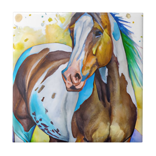 Carreau Aquarelle de Cheval de peinture (Devant)
