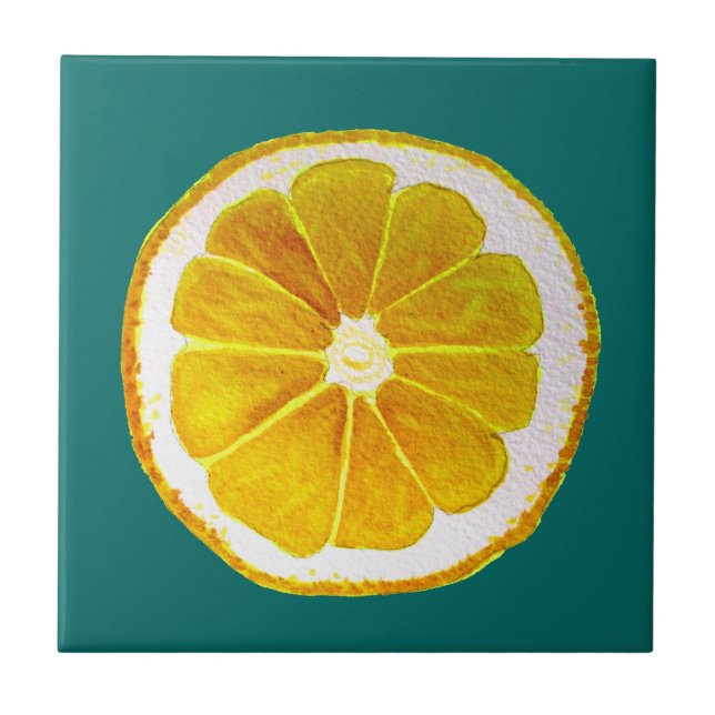 Carreau Aquarelle de citron jaune vif (Devant)