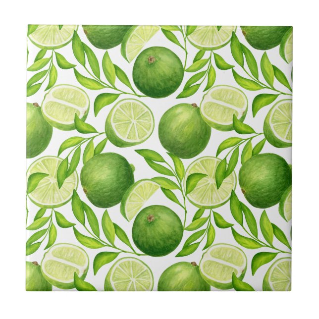 Carreau Aquarelle de citron vert clair Motif (Devant)