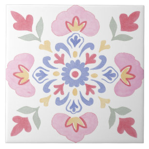 Carreau Aquarelle de jardin folklorique