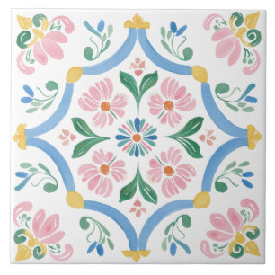 Carreau Aquarelle de jardin folklorique