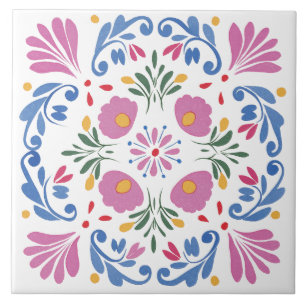 Carreau Aquarelle de jardin folklorique