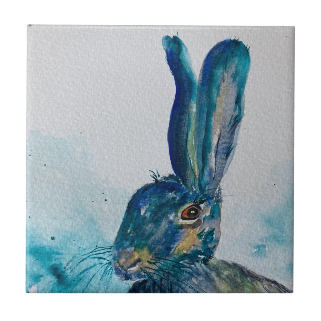 Carreau Aquarelle de lapin lièvre (Devant)