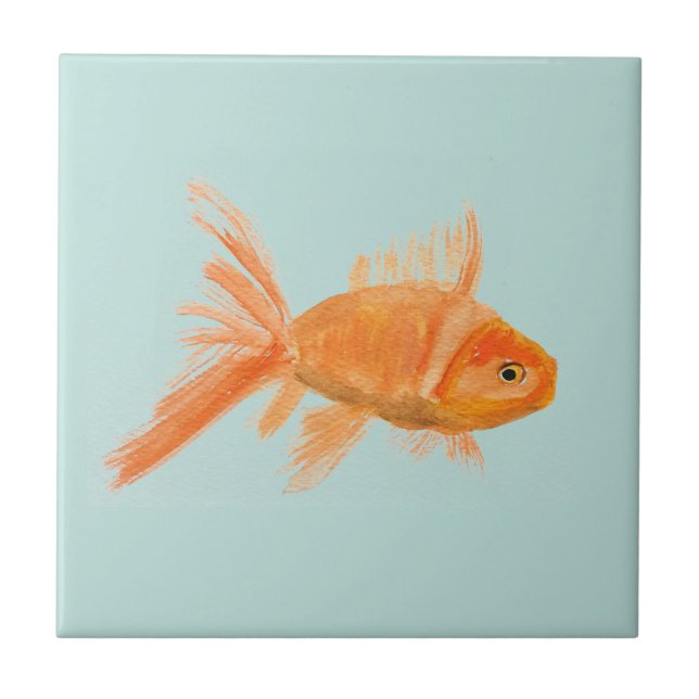 Carreau Aquarelle de poisson d'or Piscine tropicale Océan (Devant)