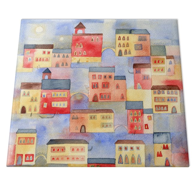 Carreau Aquarelle de Venise (Watercolor painting of Venice, Italy on a ceramic tile)