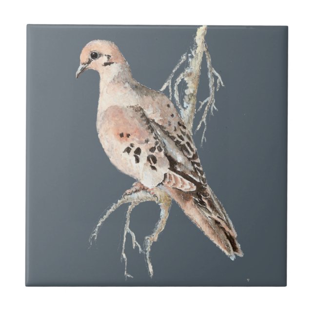 Carreau Aquarelle deuil Dove Oiseau Faune Nature art (Devant)
