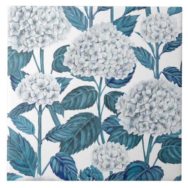 Carreau Aquarelle d'hydrangée blanche (Devant)