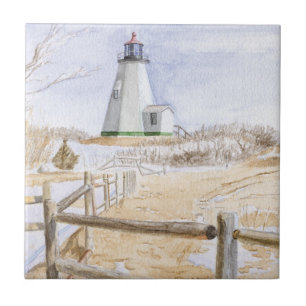 Carreau Aquarelle du phare de Plymouth