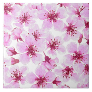 Carreau Aquarelle en fleurs de cerisier