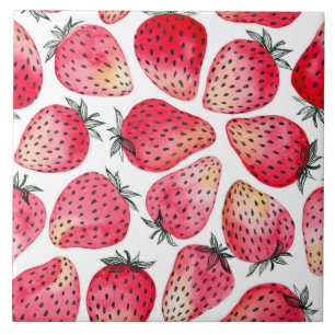 Carreau Aquarelle et encre de fraises