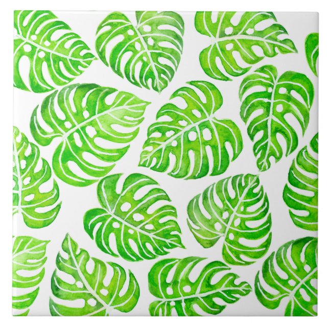 Carreau Aquarelle feuille Monstera (Devant)