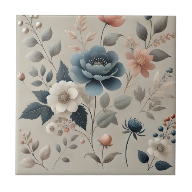 Carreau Aquarelle Floral Elégant Design Printemps (Devant)