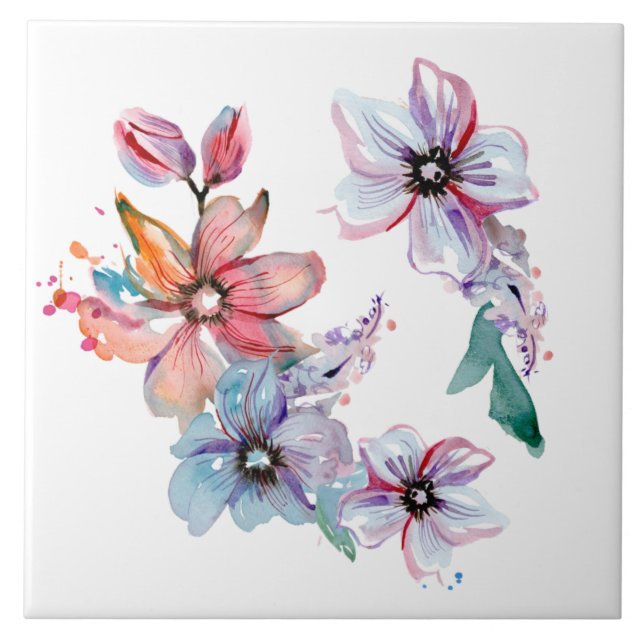 Carreau Aquarelle florale (Devant)